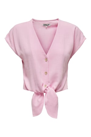 Only Onlsiesta Keten Karışımlı V Yaka Gömlek Bayan GÖMLEK 15322270 PEMBE