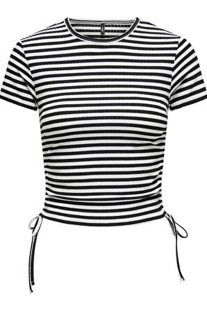 ONLY ONLWENDY S/S RUCHING TOP JRS 15284982 SİYAH