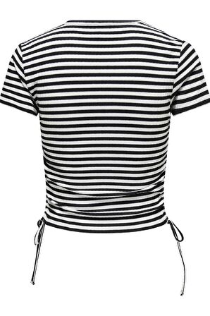 ONLY ONLWENDY S/S RUCHING TOP JRS 15284982 SİYAH