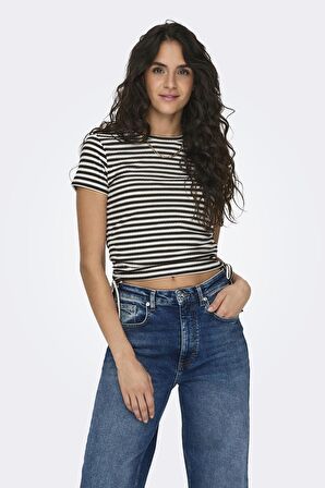 ONLY ONLWENDY S/S RUCHING TOP JRS 15284982 SİYAH