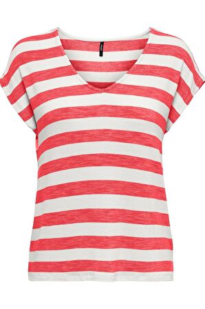 ONLY ONLLIRA LIFE S/S V-NECK TOP JRS NOOS 15252103 GÜL RENGİ