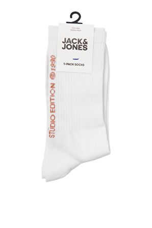 JACK&JONES JACBORA TENNIS SOCK 12256197 BEYAZ-KIRMIZI