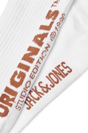 JACK&JONES JACBORA TENNIS SOCK 12256197 BEYAZ-KIRMIZI