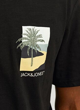 Jack & Jones Bisiklet Yaka Siyah Erkek T-Shirt JORARUBA CHEST EMB TEE SS CREW NECK