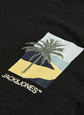 Jack & Jones Bisiklet Yaka Siyah Erkek T-Shirt JORARUBA CHEST EMB TEE SS CREW NECK