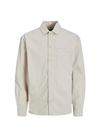 Jack & Jones Relaxed Krem Erkek Gömlek JCOCOLLECTIVE ZAC OVERSHIRT LS SN