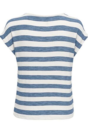 ONLY ONLLIRA LIFE S/S V-NECK TOP JRS NOOS 15252103 MAVİ