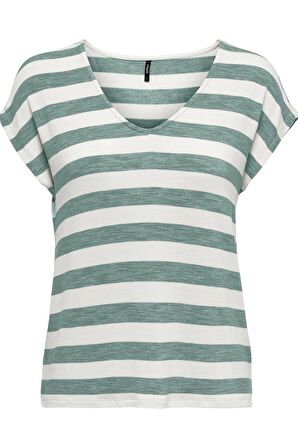 ONLY ONLLIRA LIFE S/S V-NECK TOP JRS NOOS 15252103 YEŞİL