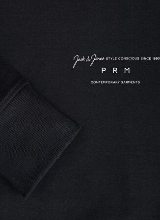 Jack & Jones Dik Yaka Siyah Erkek Sweatshırt JPRBLASANCHEZ BRANDING SWEAT CREW N