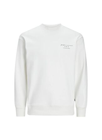 Jack & Jones Dik Yaka Beyaz Erkek Sweatshırt JPRBLASANCHEZ BRANDING SWEAT CREW N