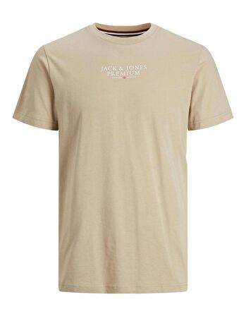 Jack&Jones Bisiklet Yaka Yazılı Kısa Kollu Bej Erkek T-Shirt 12217167