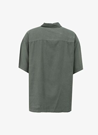 Jack & Jones Geniş Fit Haki Erkek Gömlek JORFARO LINEN OVERSIZED SHIRT SS SN