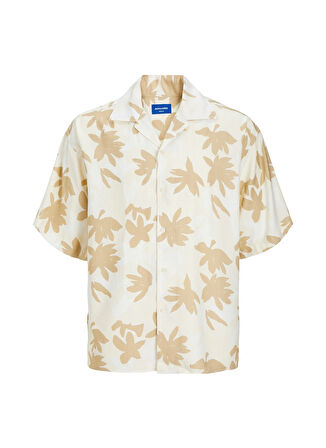Jack & Jones Rahat Krem Erkek Gömlek JOREASTER MARSHALL AOP SHIRT SS
