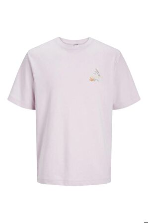 Jack&Jones O Yaka Baskılı Kısa Kollu Pembe Erkek T-Shirt 12253380