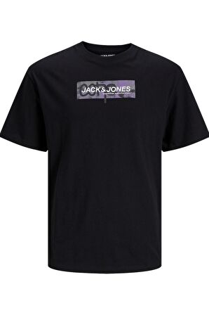 JACK&JONES JCOAOP PRINT TEE SS CREW NECK 12253477 SİYAH