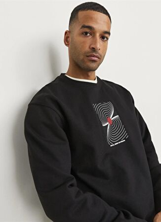 Jack & Jones Bisiklet Yaka Siyah Erkek Sweatshırt 12253391_RDDWILLIE SWEAT CREW NECK