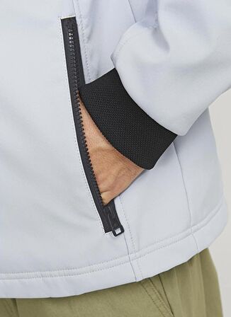 Jack & Jones Gri Erkek Mont JCOPRIME EMBROIDERY SOFTSHELL