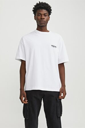 JACK&JONES JORBARI BACK TEE SS CREW NECK12252953 BEYAZ