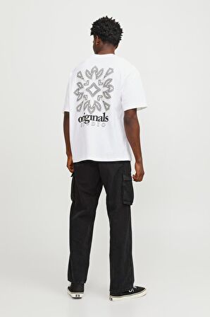 JACK&JONES JORBARI BACK TEE SS CREW NECK12252953 BEYAZ