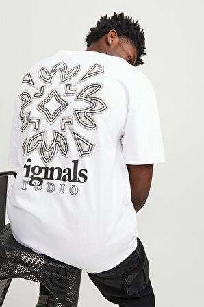 JACK&JONES JORBARI BACK TEE SS CREW NECK12252953 BEYAZ