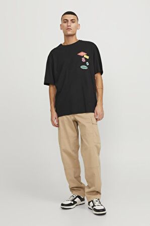 JACK&JONES JORDECAL TEE SS CREW NECK TG LN12254175 SİYAH