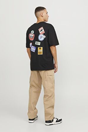 JACK&JONES JORDECAL TEE SS CREW NECK TG LN12254175 SİYAH
