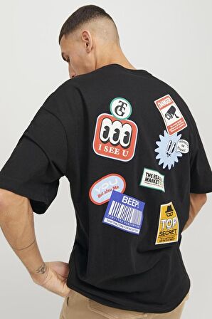 JACK&JONES JORDECAL TEE SS CREW NECK TG LN12254175 SİYAH