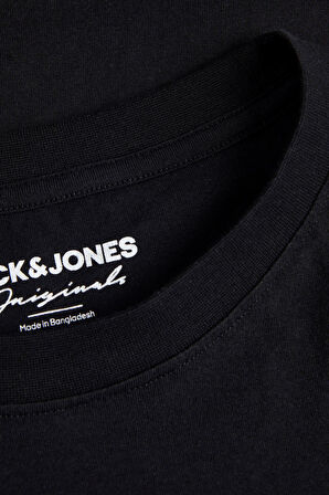 Jack & Jones Erkek Jorlafayette Baskı Detaylı Bisiklet Yaka %100 Pamuk T-Shirt 12252681 Siyah