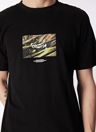 Jack & Jones Bisiklet Yaka Siyah Erkek T-Shirt JORLAFAYETTE PHOTO TEE SS CREW NECK