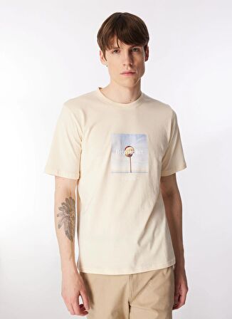 Jack & Jones Bisiklet Yaka Krem Erkek T-Shirt JORLAFAYETTE PHOTO TEE SS CREW NECK