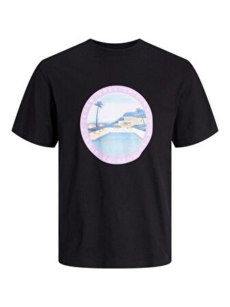 Jack&Jones O Yaka Baskılı Kısa Kollu Siyah Erkek T-Shirt 12253679