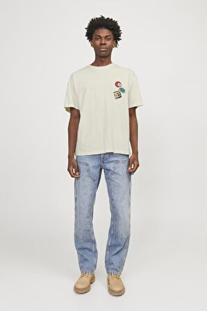 JACK&JONES JORDECAL TEE SS CREW NECK TG LN12254175 KREM