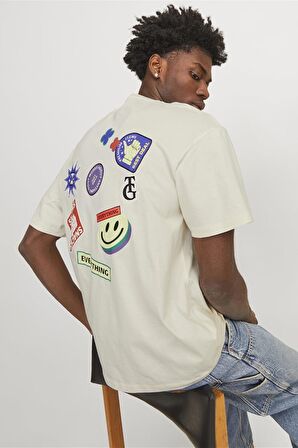 JACK&JONES JORDECAL TEE SS CREW NECK TG LN12254175 KREM