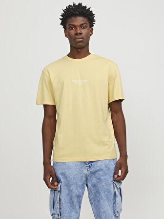 Jack&Jones O Yaka Regular Fit Açık Sarı Erkek T-Shirt 12240121