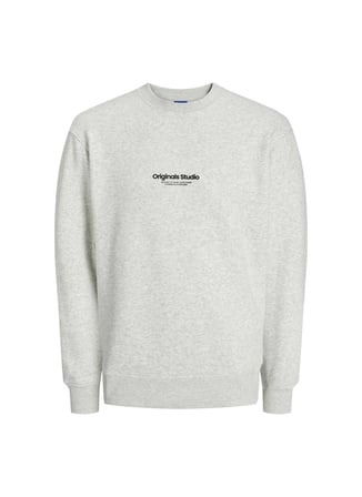 Jack & Jones Bisiklet Yaka Beyaz Melanj Erkek Sweatshırt JORVESTERBRO SWEAT CREW NECK NOOS