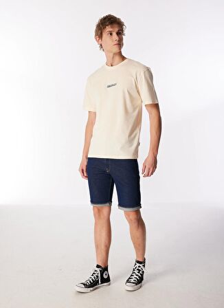 Jack & Jones Yuvarlak Yaka Krem Erkek T-Shirt JORLAFAYETTE EMB TEE SS CREW NECK