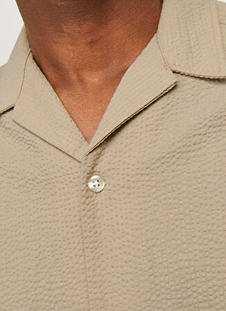 Jack & Jones Rahat Bej Erkek Gömlek JOREASTER PALMA SEERSUCKER SHIRT SS