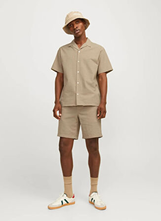 Jack & Jones Rahat Bej Erkek Gömlek JOREASTER PALMA SEERSUCKER SHIRT SS