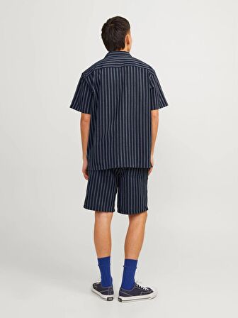 Jack&Jones Gömlek Yaka Rahat Kesim Kısa Kollu Lacivert-Beyaz Erkek Gömlek 12256772
