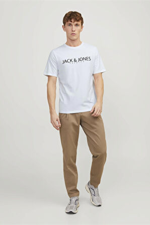 Jack & Jones Erkek Jprblajack Baskı Detaylı Bisiklet Yaka %100 Pamuk T-Shirt 12256971 Beyaz