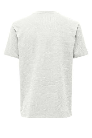 Only & Sons Erkek Onskıan Kare Desenli Kısa Kollu Pamuklu T-Shirt 22028692 Ekru