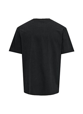 Only & Sons O Yaka Baskılı Siyah Erkek T-Shirt ONSCLASSIQUES OVZ SS TEE