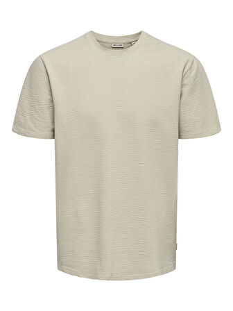 ONSKIAN LIFE REG SEERSUCKER SS TEE NOOS EKRU