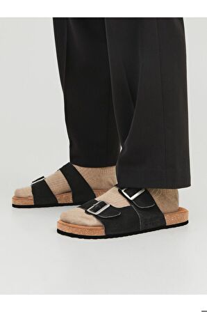 Jack & Jones Erkek Günlük Ayarlanabilir Siyah Birken Terlik - 12231428