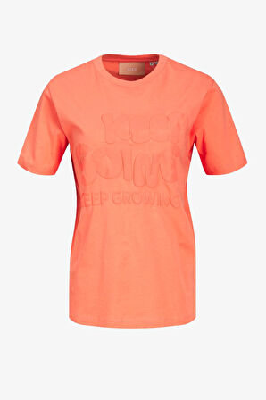 JJXX Jxpriya Kadın Turuncu T-Shirt 12251997-PeachEcho