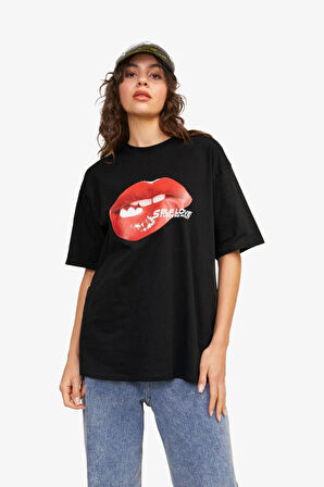 JJXX Jxkora Loose Kadın Siyah T-Shirt 12254345-Black