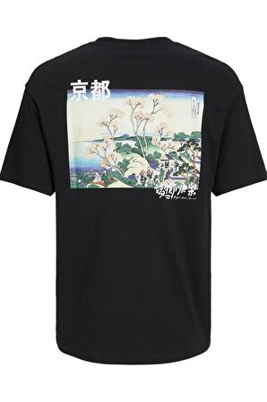 JACK&JONES JORTOKYO MARKET TEE SS CREW NECK TG LN 12256932 SİYAH