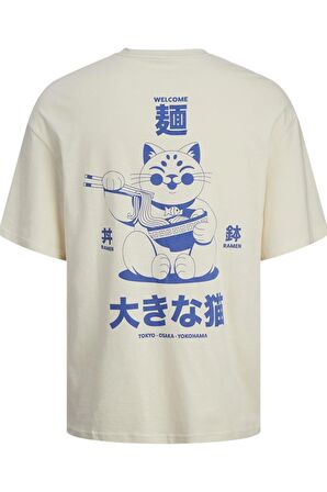 JACK&JONES JORTOKYO MARKET TEE SS CREW NECK TG LN 12256932 KREM