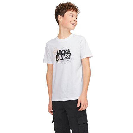 Çocuk Kısa Kollu Göğüs Logo Baskılı Tişört - Map