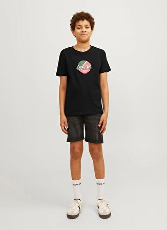 Jack & Jones Baskılı Siyah Erkek T-Shirt JORTAMPA FASTRUNNER1 TEE SS CREWNEC
